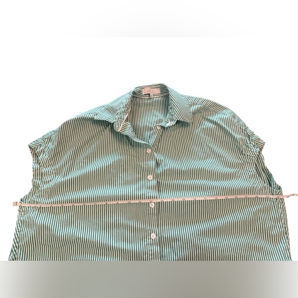 Pearl by Lela Rose Oversized Poplin Cotton Striped Button Down Blouse Size XS - Picture 10 of 12